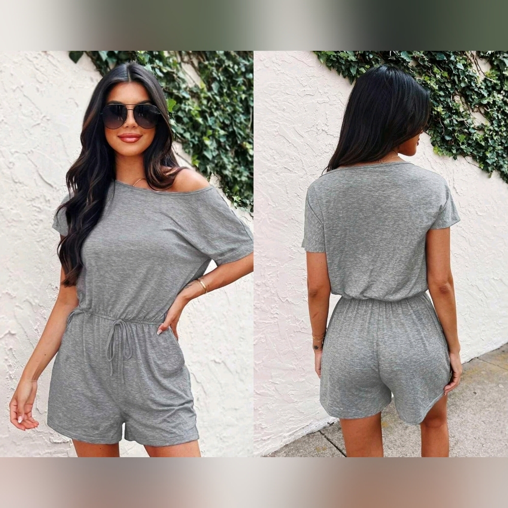 Cupshe Gray Off-Shoulder Romper
